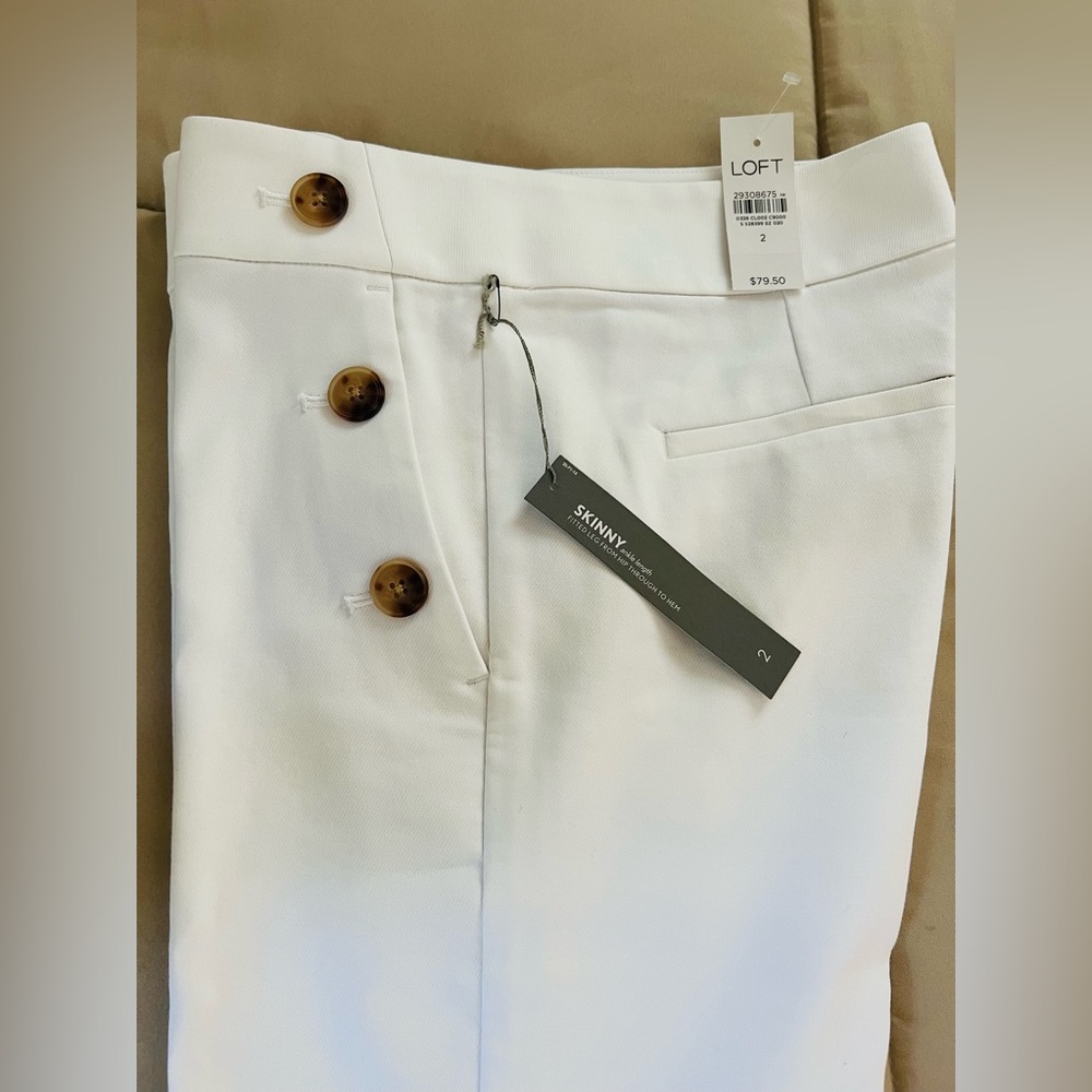 Loft Sailor Skinny Ankle White Pants - Picture 2 of 8